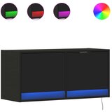 vidaXL Zidni TV ormarić s LED svjetlima crni 80x31x38 cm | shoptok.hr