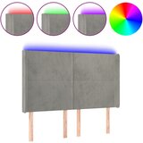 Maison Chic led posteljno vzglavje - vzglavna omarica - nočna omarica svetlo sivo 147x16x118/128 cm žamet, (21711052) cene