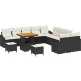  13-delni set vrtnh sofa z blazinami Črna Poli Ratan Akacija Cene