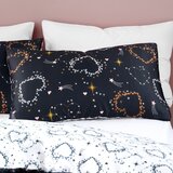 Catherine Lansfield Črna/bela posteljnina za zakonsko posteljo 200x200 cm Cosmic Hearts and Stars – | Shoptok.si