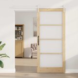  Klizna vrata 93 x 211 cm Masivna borovina i staklo Prirodna | shoptok.hr