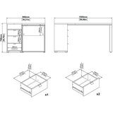 MID.YOU KOTNA PISALNA MIZA leseni material bela, barve hrasta | Shoptok.si