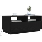  Klub stolić s LED svjetlima crni hrast 90x49x40 cm | Shoptok.si