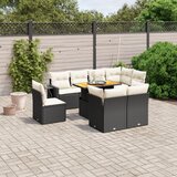 Maison Chic Seti vrtnega pohištva - Vrtna garnitura - Vrtni pohištvo set 9-delna z blazinami črn poli ratan, (21797316) | Shoptok.si