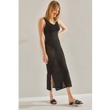 Bianco Lucci Women&#39;s V-Neck Slit Detailed Unlined Openwork Dress | shoptok.hr