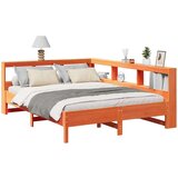  Knjižna postelja brez vzmetnice vošč. rjava 150x200 cm borovina, (21790875) | Shoptok.si