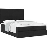 vidaXL Otomanski posteljni okvir z vzmetnico črn 140x200 cm blago | Shoptok.si