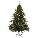  Umjetno božićno drvce s nogom 120 cm 150 LED lampica - Zelena 120 cm s LED svjetlima | shoptok.hr
