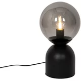 QAZQA Hotelska elegantna namizna svetilka črna z dimljenim steklom - Pallon Trend