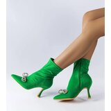 Gemre Green ankle boots adorned with a rhinestone bow Mars | ePonuda.com