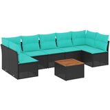  Vrtna garnitura - 8-dijelni set vrtnih sofa od poliratana s jastucima crni - Crna 2x corner + table + 5x middle 1 | shoptok.hr