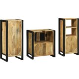  Set namještaja za kupaonicu 3 pcs Smeđa Čvrsto drvo manga | shoptok.hr