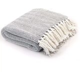 vidaXL Pamučni pokrivač s uzorkom riblje kosti 125x150 cm sivi | shoptok.hr