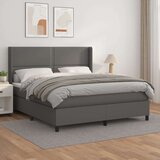  Box spring postelja z vzmetnico siva 180x200 cm umetno usnje, (20901703) Cene