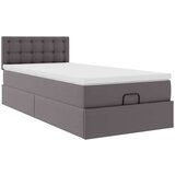 vidaXL Otomanski posteljni okvir z vzmetnico siv 90x190 cm um. usnje | Shoptok.si