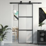 vidaXL Drsna vrata črna 76x205 cm kaljeno steklo in aluminij Cene
