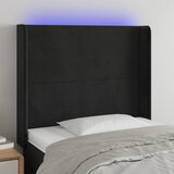 vidaXL LED posteljno vzglavje črno 103x16x118/128 cm žamet Cene