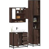  3-dijelni set kupaonskog namještaja boja smeđeg hrasta drveni | shoptok.hr