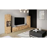 P & B Dnevni Regal Berlin Iii, Barva Hrasta, Osvetlitev, 3-Delni | Shoptok.si