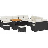  13-delni vrtni kavč set z blazinami črnega poly ratana | Shoptok.si