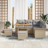  8-dijelni vrtni sofa set s jastučićima bež poli ratan akacija | shoptok.hr