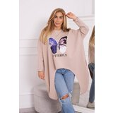 Kesi Oversize print blouse beige Cene