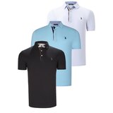 Dewberry TRIPLE SET T8582 MENS T-SHIRT-BLACK-WHITE-CYAN cijene