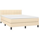  Box spring postelja z vzmetnico LED krem 140x200 cm blago, (20900101) | Shoptok.si