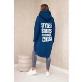 Kesi Padded sweatshirt with a long back and a hood in navy blue | shoptok.hr