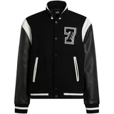Karl Lagerfeld Prehodna jakna 'Varsity' črna / bela