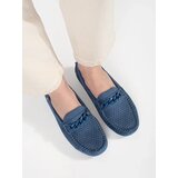 GOODIN Blue openwork women's suede loafers | shoptok.hr