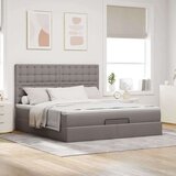 vidaXL Otomanski posteljni okvir z vzmetnico taupe 160x200 cm blago, (21653266) | Shoptok.si