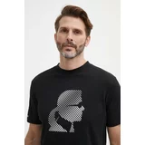 Karl Lagerfeld Bombažna kratka majica moška, črna barva, 542224.755052
