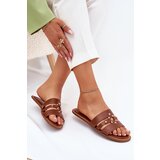 Boto Flat Ladies Sandals With Golden Detail Camel Noroti | ePonuda.com