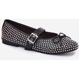 Boto Embellished Ballet Flats With Bow And Strap Black Zdivisa | Shoptok.si