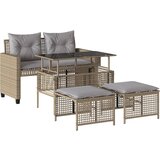  The Living Store Vrtna sedežna garnitura 4-delna z blazinami poli ratan steklo - Vrtna Sedežna Garniture, (21446314) | Shoptok.si