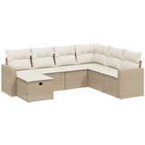 Maison Chic Seti vrtnega pohištva - Vrtna garnitura - Vrtni pohištvo set 7-delna z blazinami bež poli ratan, (21805972) | Shoptok.si