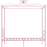  Posteljni okvir z ogrodjem za baldahin roza kovinski 100x200 cm | Shoptok.si