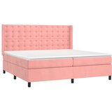  box spring s madracem LED ružičasti 200x200cm baršunasti | shoptok.hr