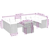  11-dijelni set vrtnih sofa od poliratana s jastucima bež | shoptok.hr