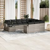 vidaXL 11-dijelni set vrtnih sofa poliratan s jastucima svijetlosivi | shoptok.hr