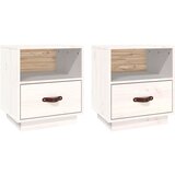 Maison Chic Dvo delni komplet Nočne omarice - Nočne mize bela 40x34x45 cm trdna borovina, (21690274) | Shoptok.si