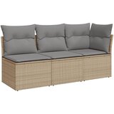 Maison Chic Vrtni kavč - Zunanji kavč z blazinami 3-sedežni bež poli ratan, (22043956) | Shoptok.si