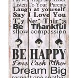  Zidna vješalica za kapute sa 6 kuka "FAMILY RULES" 120 x 40 cm | shoptok.hr