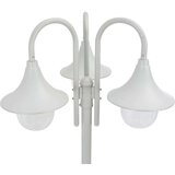 vidaXL Vrtna ulična svetilka E27 220 cm aluminij 3 žarnice bela | Shoptok.si