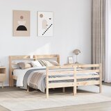 Maison Chic Posteljni okvir - Dvoposteljna postelja - Zakonska postelja z vzglavjem 120x200 cm trdna borovina, (21692772) | Shoptok.si