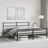 Metalni okvir kreveta s uzglavljem i podnožjem crni 200x200 cm | shoptok.hr