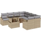  Vrtni Kauč Set 9 Dijelova Svijetlo smeđa i siva Ratan i tkanina | shoptok.hr