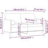  Dvosjed s ukrasnim jastucima svjetlosivi 140 cm baršunasti | shoptok.hr