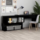vidaXL Kotna pisalna miza črna 200x50x76 cm iverna plošča Cene